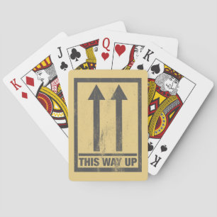 Funny this way up sign playing cards
