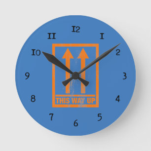 Funny this way up sign round clock