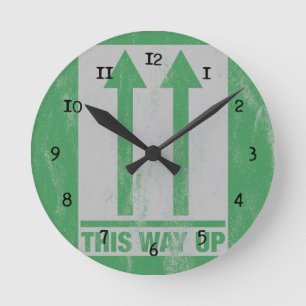 Funny this way up sign round clock
