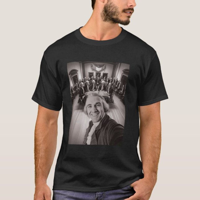 Funny Thomas Jefferson Selfie Declaration of Indep T-Shirt (Front)