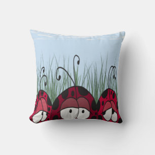 Funny Three Amigos Ladybug Cartoon Throw Pillow