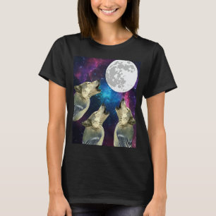 Funny Three bird wolf Moon bird wolf Howling With  T-Shirt