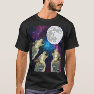 Funny Three bird wolf Moon bird wolf Howling With T-Shirt