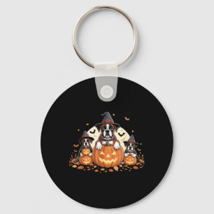 Funny Three Boxer Dogs Pumpkin Women Men Halloween Keychain