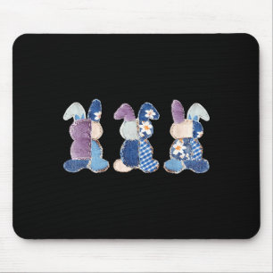 Funny three bunnies patchwork eggs rabbit happyFun Mouse Pad