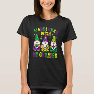 Funny Three Gnomes Mardi Gras Parading With My Gno T-Shirt