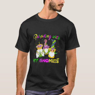 Funny Three Gnomes Mardi Gras Parading With My Gno T-Shirt