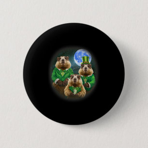 Funny Three Groundhog Moon 3 Groundhog Head St Pat 2 Inch Round Button