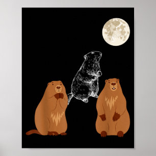 Funny Three Groundhog Moon Groundhog Day Men Women Poster