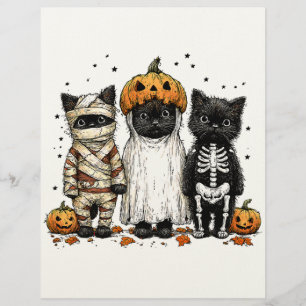 Funny Three Halloween Cats Letterhead