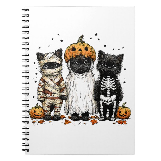 Funny Three Halloween Cats Notebook (Front)