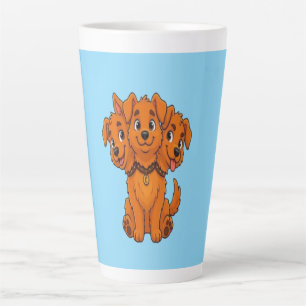 Funny Three Headed Cartoon Dog Graphic Kid T-Shirt Latte Mug