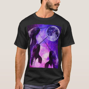 Funny Three Narwhal Moon Howl Wolf Parody Premium T-Shirt