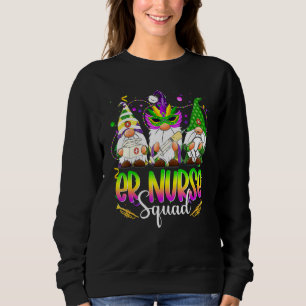 Funny Three Nordic Gnomes Er Nurse Squad Mardi Gra Sweatshirt