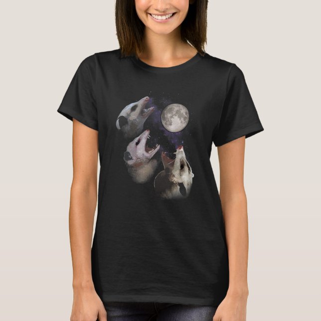 Funny Three Opposum Moon With 3 Possums Howling &  T-Shirt (Front)