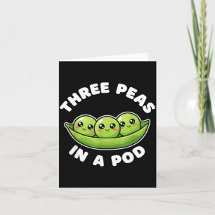 Funny Three Peas In A D Cute Kawaii Card