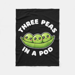 Funny Three Peas In A D Cute Kawaii  Fleece Blanket