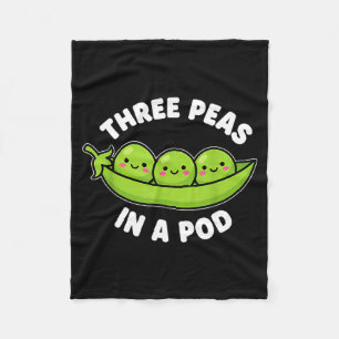 Funny Three Peas In A D Cute Kawaii  Fleece Blanket