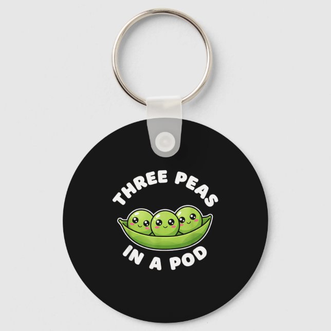 Funny Three Peas In A D Cute Kawaii  Keychain (Front)