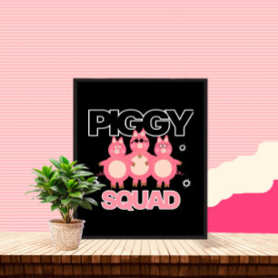 Funny three pink piggy’s squad poster