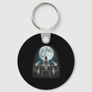 Funny Three Possum Moon _ 3 Opossum And Dead Moon Keychain
