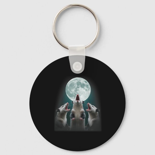Funny Three Possum Moon _ 3 Opossum And Dead Moon  Keychain (Front)