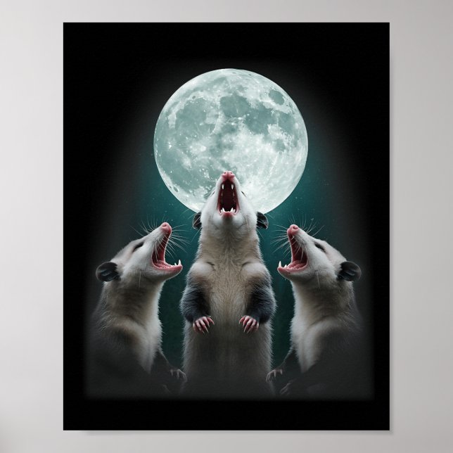 Funny Three Possum Moon _ 3 Opossum And Dead Moon  Poster (Front)