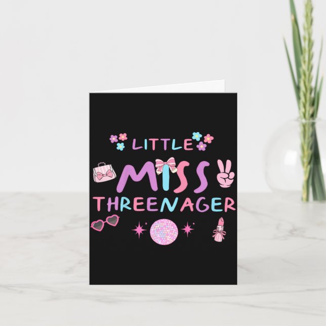 Funny threenager happy 3rd bday party 3 years old card (Front)