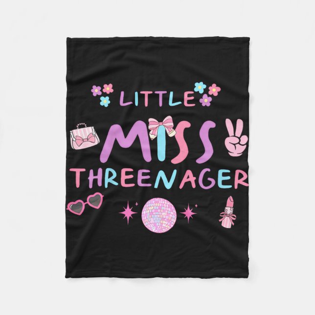 Funny threenager happy 3rd bday party 3 years old fleece blanket (Front)