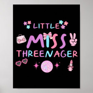 Funny threenager happy 3rd bday party 3 years old poster