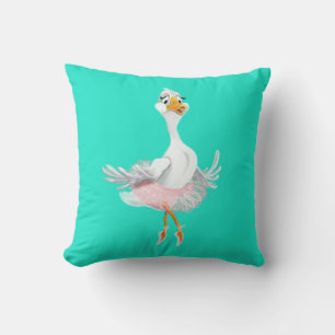 Funny Throw Pillow Ballerina Duck - Your Colours