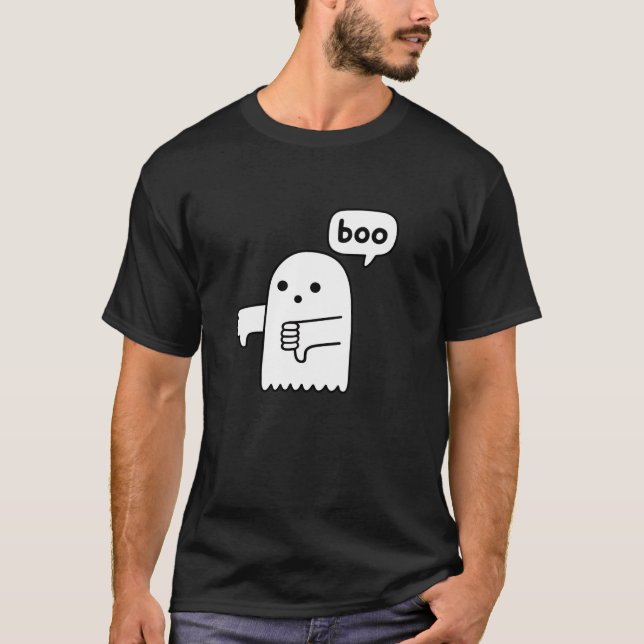 Funny Thumbs Down Ghost Screaming Boo Disapproval  T-Shirt (Front)