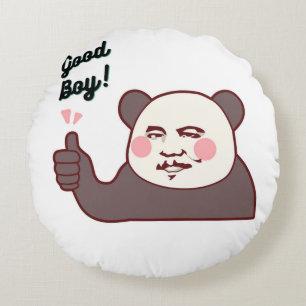 Funny Thumbs Up Panda Meme Round Pillow