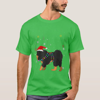 Funny Tibetan Mastiff Dog Santa Hat Christmas Ligh T-Shirt