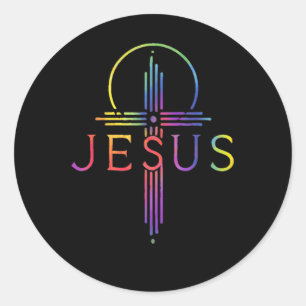 Funny Tie Dye Jesus Christ Cross Christian Gift Classic Round Sticker