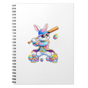 Funny Tie Dye Rabbit Baseball Easter Bunny Men Boy Notebook