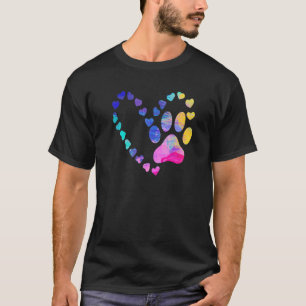 Funny Tie Dye Rainbow Dog Print Heart Pattern For T-Shirt