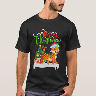Funny Tiger Animal Lover Xmas Lighting Tiger Chris T-Shirt