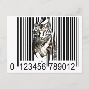 Funny tiger barcode vector postcard