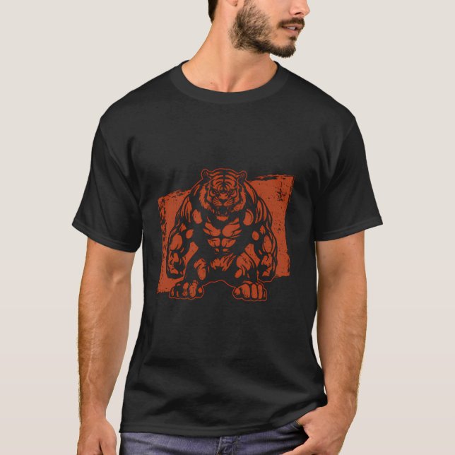 Funny Tiger Bodybuilding Gym Training Workout T-Shirt (Front)