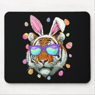 Funny Tiger Bunny Ears Costume Happy Easter Day Fa Mouse Pad