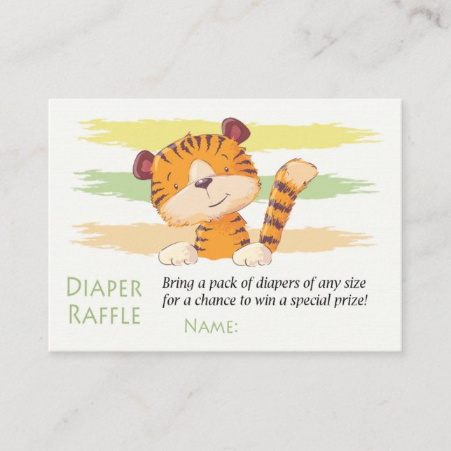 Funny tiger Diaper Raffle Tickets (Front)