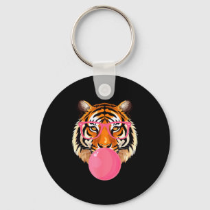 Funny Tiger Gles Blowing Bubble Gum Cute Tiger Fac Keychain