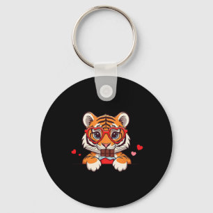 Funny Tiger Heart Chocolate Valentine Tiger Womens Keychain