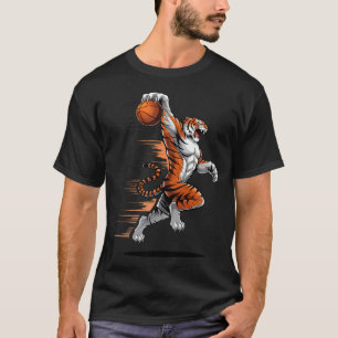 Funny Tiger With Basketball Tiger Playing Basketba T-Shirt