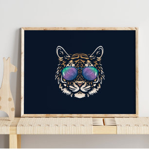 Funny Tiger   With Sunglasses Wall Print