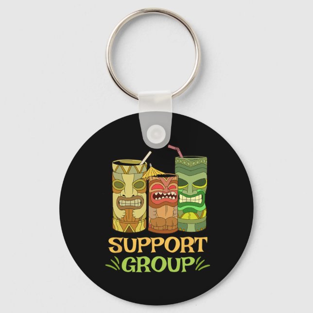 Funny Tiki R Support Group Gift Hawaiian Island Va Keychain (Front)