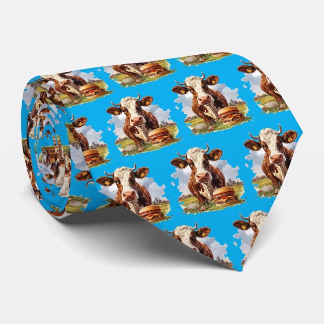 Funny tiled cow lovers pattern  tie (Rolled)