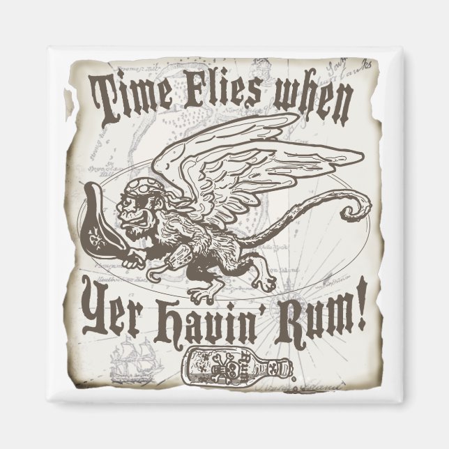 Funny Time Flies when yer having Rum Magnet (Front)