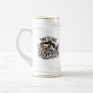 Funny Time to Haul Bass Fishing Beer Stein
